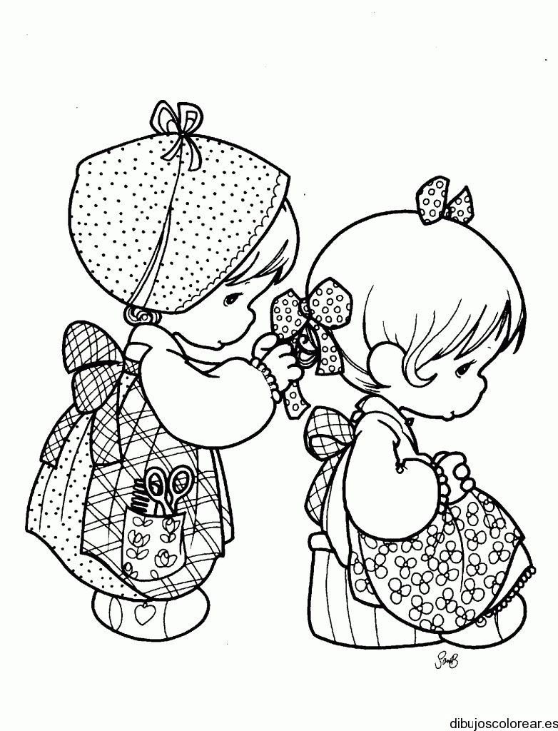 Dibujo de niñas peinándose | Dibujos para Colorear Dibujo de niñas peinándose | Dibujos para Colorear