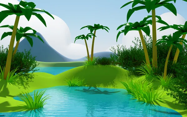 Dibujos animados 3d paisaje de selva tropical — Foto stock ... Dibujos animados 3d paisaje de selva tropical — Foto stock ...
