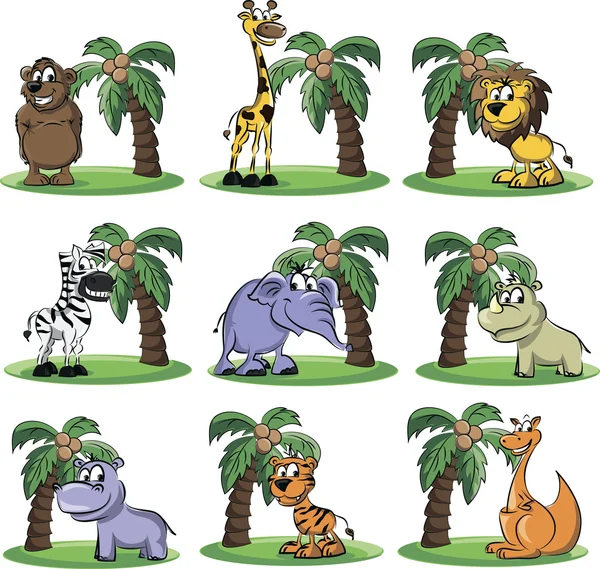 Dibujos animados de animales salvajes — Vector stock ... Dibujos animados de animales salvajes — Vector stock ...