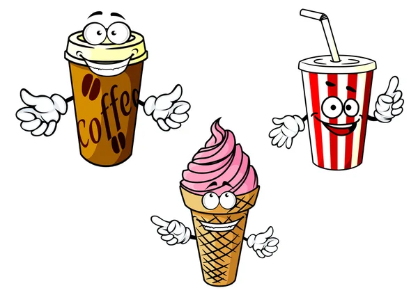 Dibujos animados para llevar café, gaseosa, helado — Vector stock ... Dibujos animados para llevar café, gaseosa, helado — Vector stock ...