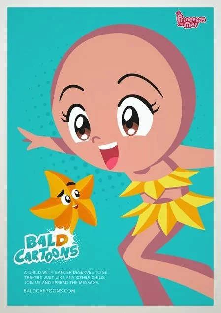 Dibujos animados calvos en apoyo a los niños con cáncer Dibujos animados calvos en apoyo a los niños con cáncer