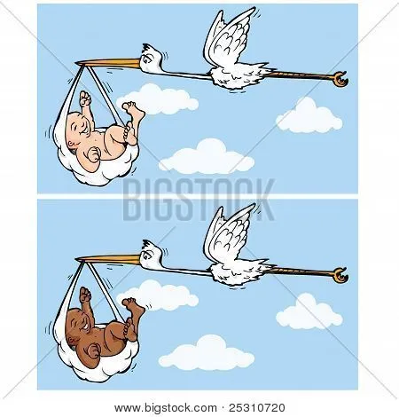 Dibujos animados Cigüeña Volando con bebé Fotos stock e Imágenes ...