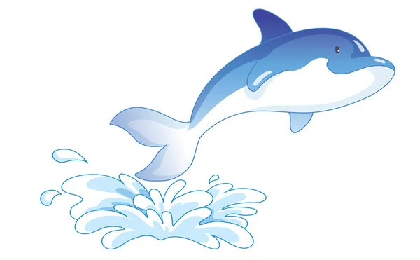 Dibujos animados de delfines saltando fuera del agua — Vector ...