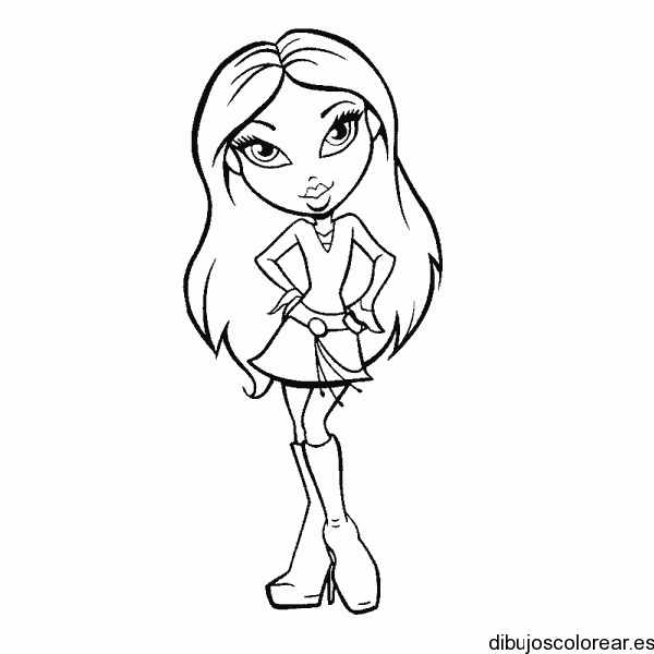 Dibujo de una Bratz con vestido corto | Dibujos para Colorear