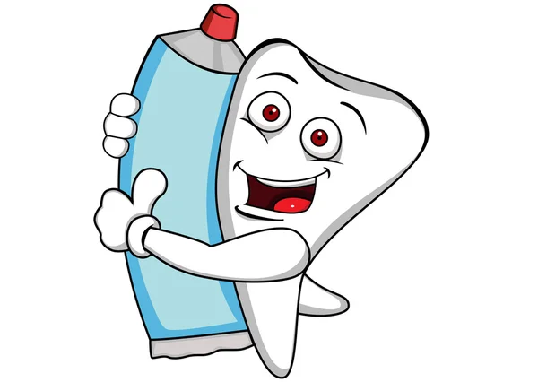 dibujos animados de dientes con pasta dental — Vector stock ...