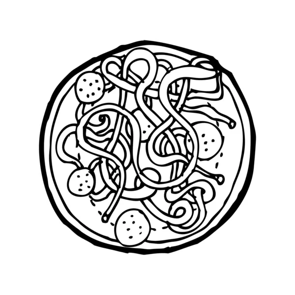 dibujos animados de espaguetis con albóndigas — Vector stock ...