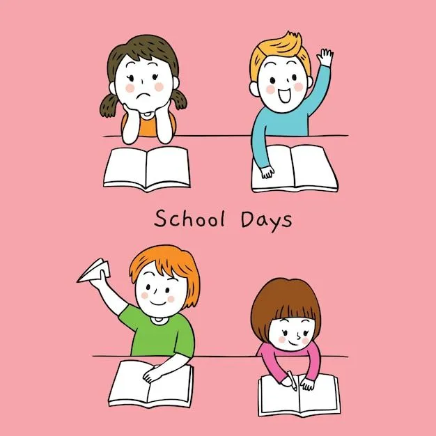 Dibujos animados estudiantes de acciones lindas en vector de clase. | Vector Premium Dibujos animados estudiantes de acciones lindas en vector de clase. | Vector Premium