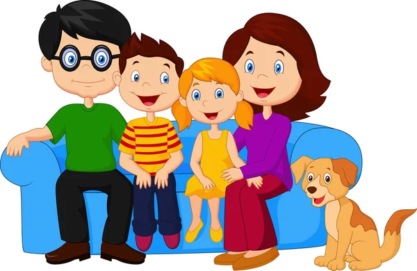Dibujos animados familia feliz sentado en el sofá — Vector stock ... Dibujos animados familia feliz sentado en el sofá — Vector stock ...