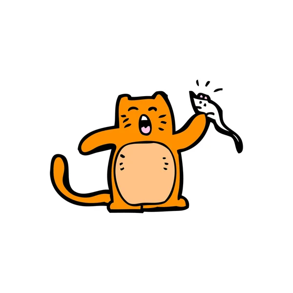 Dibujos animados gato comiendo ratón — Vector stock ...