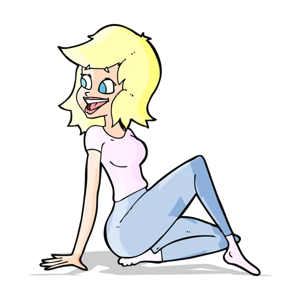 De dibujos animados mujer bonita que parece feliz — Vector stock ... De dibujos animados mujer bonita que parece feliz — Vector stock ...