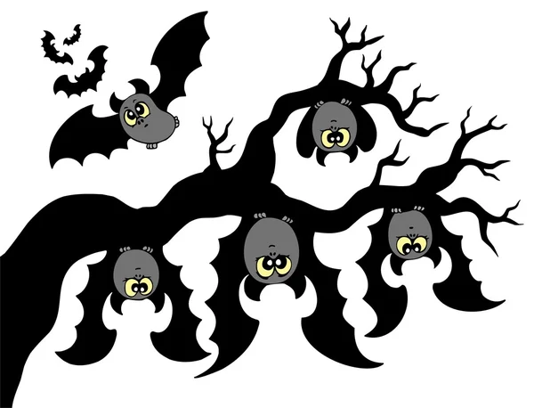 Dibujos animados murciélagos colgando de la rama — Vector stock ... Dibujos animados murciélagos colgando de la rama — Vector stock ...