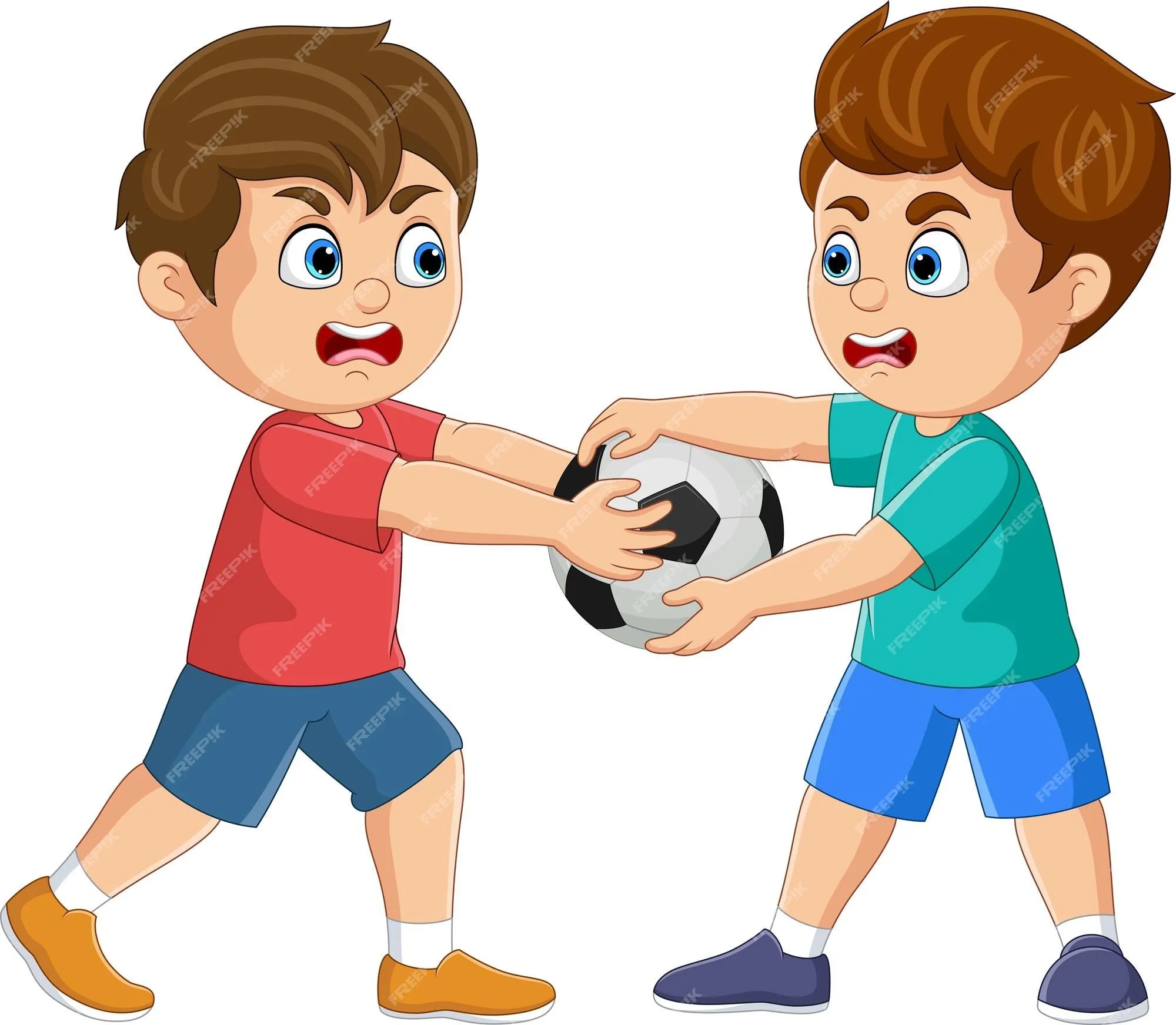 Dibujos animados de dos niños peleando por un balón de fútbol | Vector Premium Dibujos animados de dos niños peleando por un balón de fútbol | Vector Premium