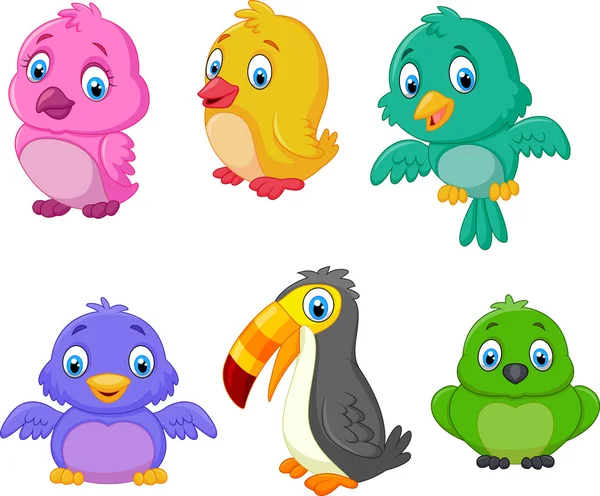 Dibujos animados pájaros colección conjunto — Vector stock ...
