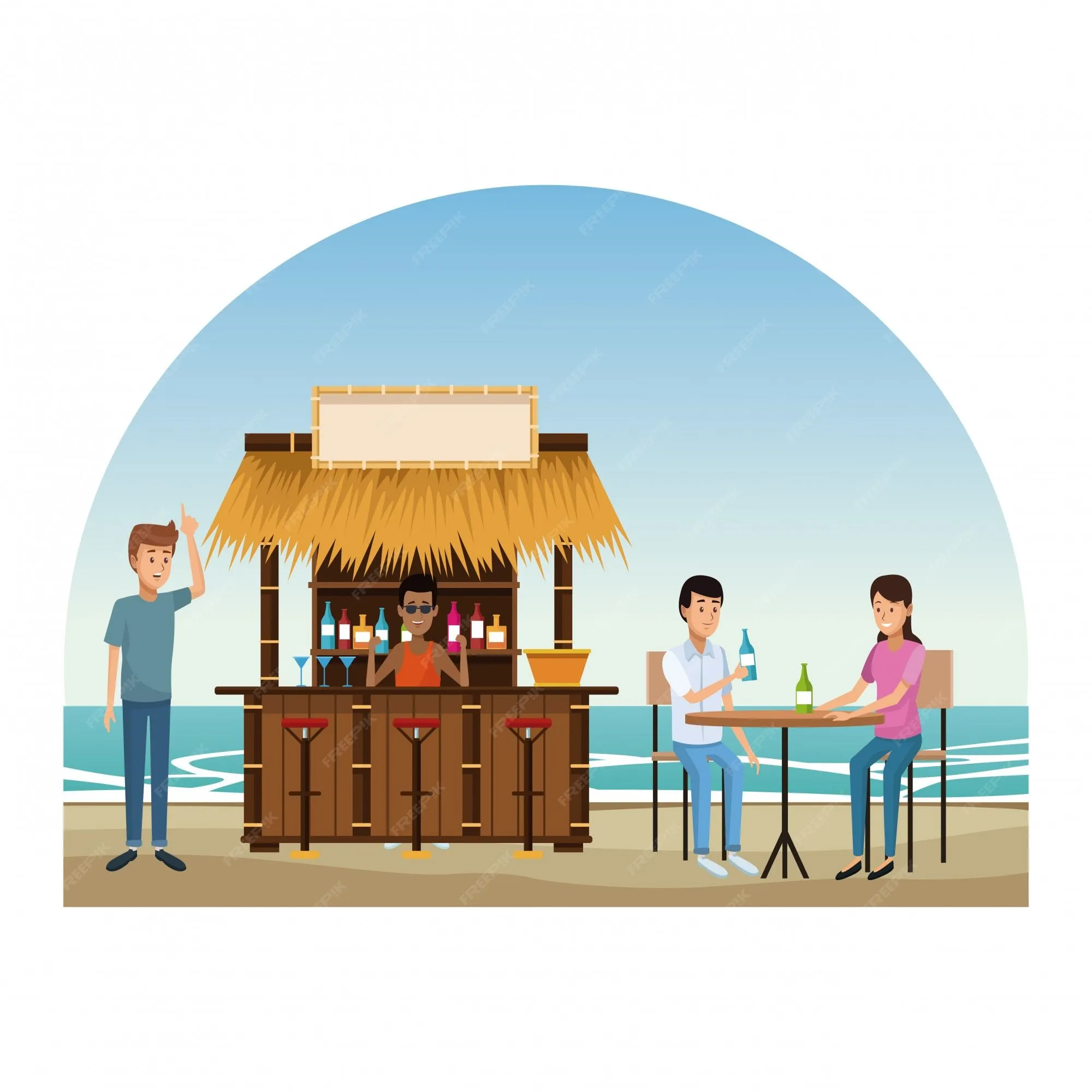 Dibujos animados de playa y kioscos | Vector Premium Dibujos animados de playa y kioscos | Vector Premium