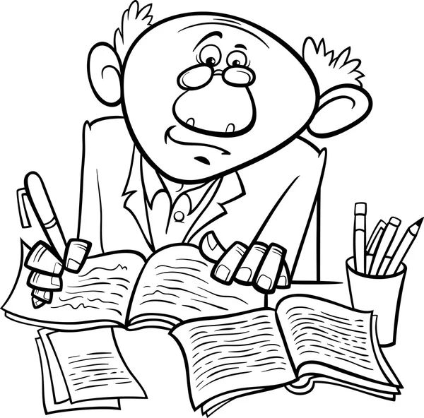 dibujos animados profesor o escritor Página para colorear — Vector ... dibujos animados profesor o escritor Página para colorear — Vector ...