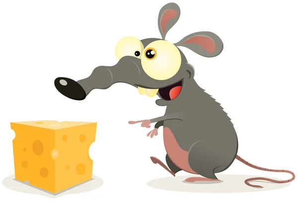 dibujos animados de rata y el trozo de queso — Vector stock ...