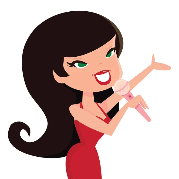 Dibujos animados Retro cantante chica — Vector stock ...