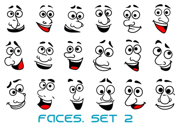 Dibujos animados de rostros humanos con emociones felices — Vector ...