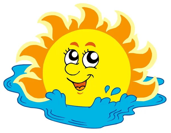 Dibujos animados sol bañándose en el mar — Vector stock © clairev ... Dibujos animados sol bañándose en el mar — Vector stock © clairev ...