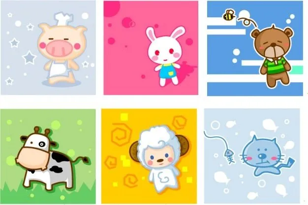 Animales birhtday conjunto de vectores tarjetas de dibujos ... Animales birhtday conjunto de vectores tarjetas de dibujos ...