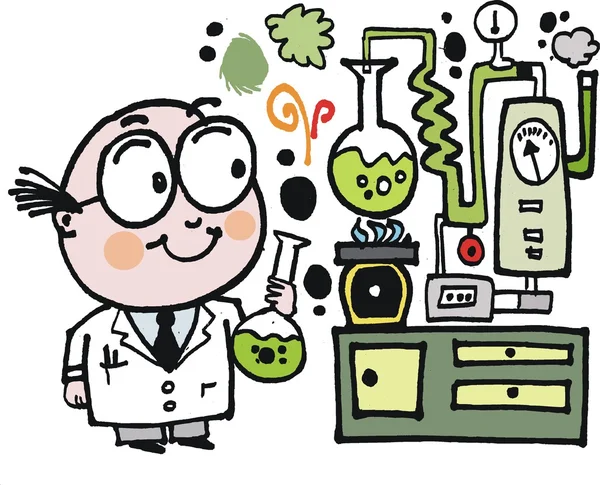 Dibujos animados Vector del científico en el laboratorio — Vector ... Dibujos animados Vector del científico en el laboratorio — Vector ...