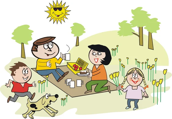 Dibujos animados de vector de familia feliz disfrutando de picnic ... Dibujos animados de vector de familia feliz disfrutando de picnic ...