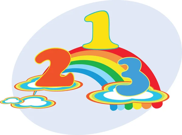 Dibujos animados vector número 1 2 3 en el arco iris — Vector ... Dibujos animados vector número 1 2 3 en el arco iris — Vector ...