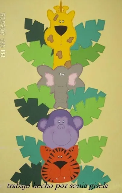 Animales d ela selva en goma eva - Imagui