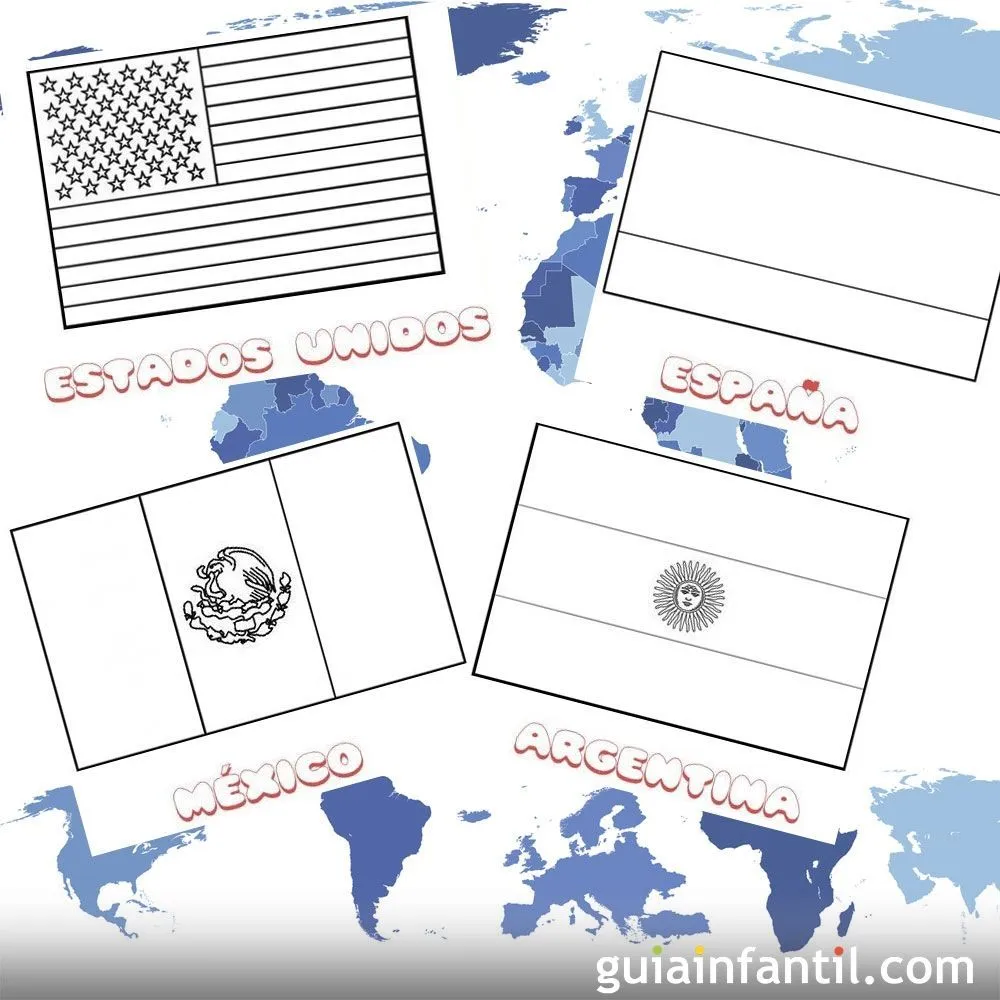 Dibujos de banderas de países para colorear con los niños Dibujos de banderas de países para colorear con los niños