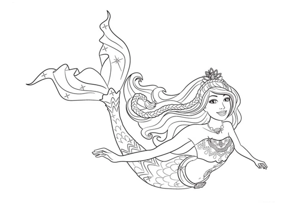 Dibujos de Barbie Sirena para colorear