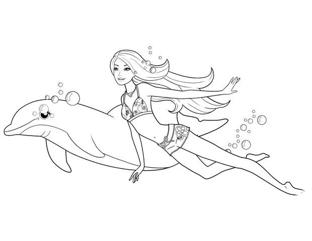 Dibujos de Barbie Sirena para colorear