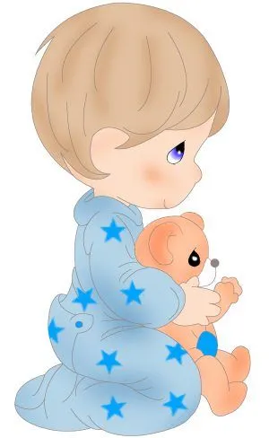 Bebes rezando con su osito para imprimir