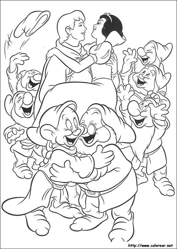 Dibujos para colorear de Blancanieves y los siete enanitos