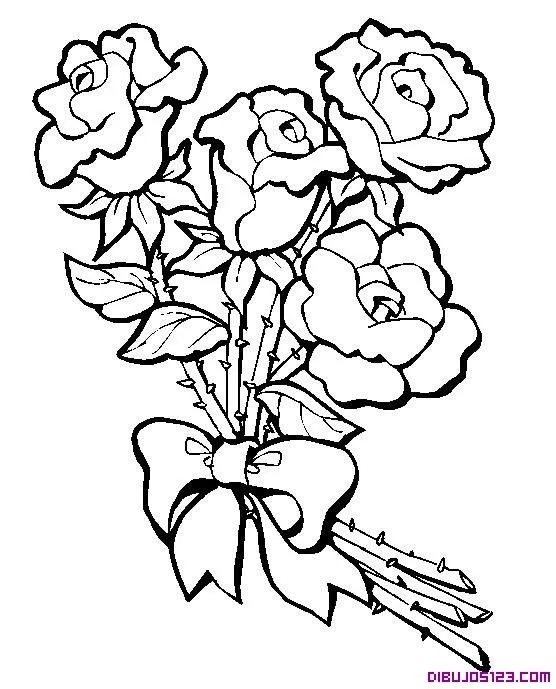 Bonito ramo de rosas para colorear y regalar
