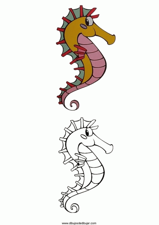 Dibujos de caballitos de mar, para colorear e imprimirDibujos de ...