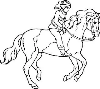 Dibujos de Caballos para colorear!: Dibujo de una niña montando su ... Dibujos de Caballos para colorear!: Dibujo de una niña montando su ...