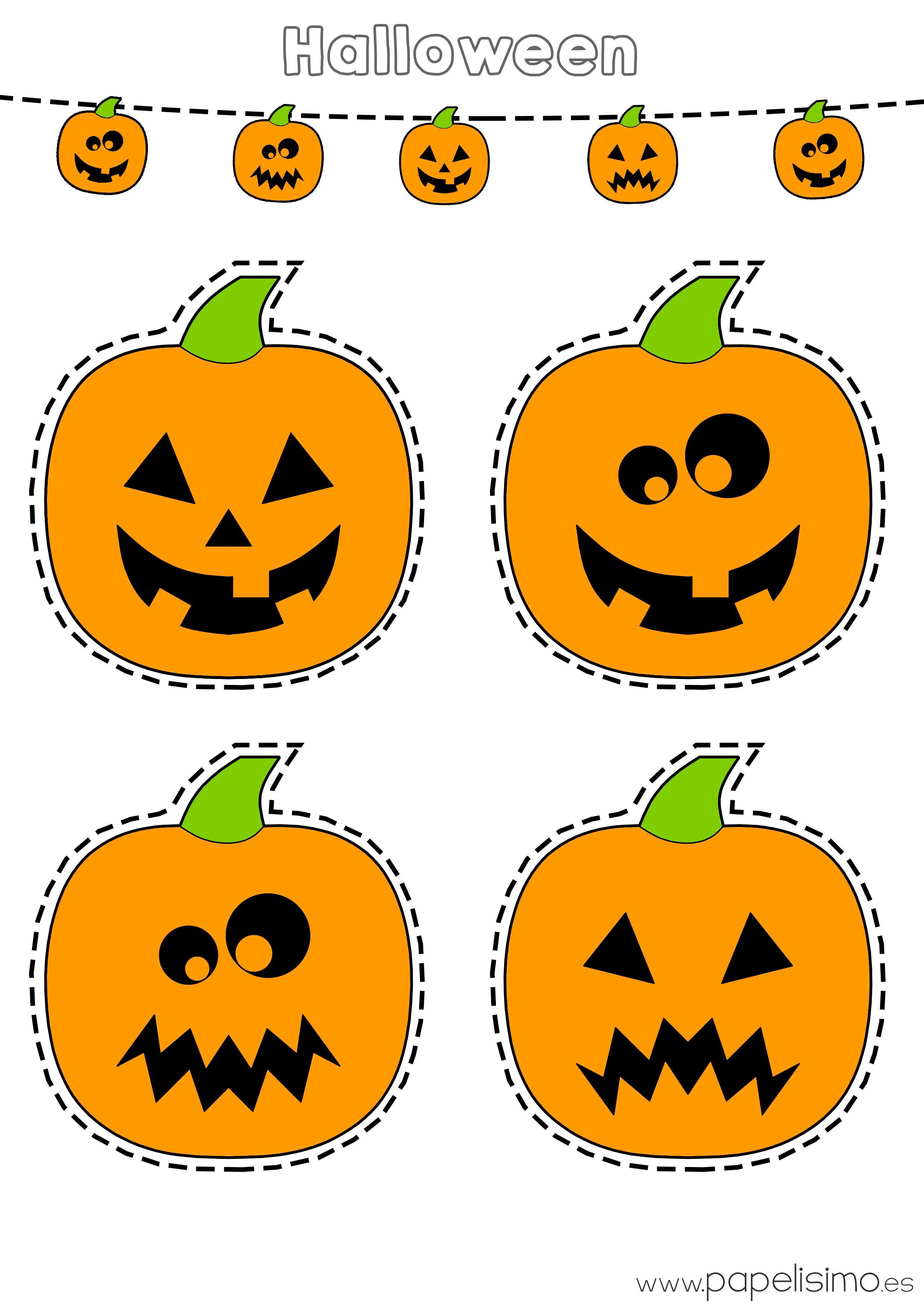 Dibujos de calabazas de Halloween para recortar | Papelisimo Dibujos de calabazas de Halloween para recortar | Papelisimo