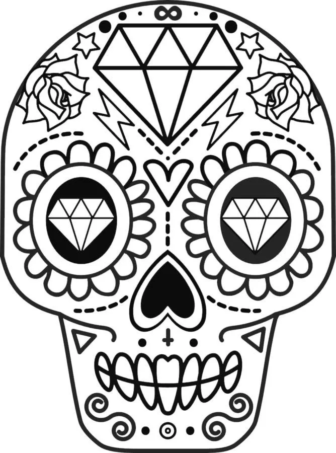 Dibujos de Calavera de Azúcar para Colorear - 100 imágenes Dibujos de Calavera de Azúcar para Colorear - 100 imágenes