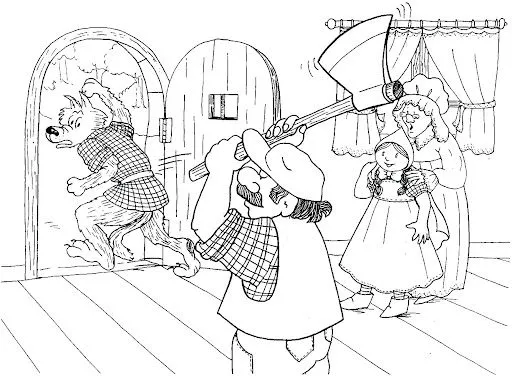 DIBUJOS DE CAPERUCITA Y EL LOBO PARA IMPRIMIR Y COLOREAR EL CUENTO