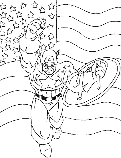 Dibujos del Capitan America con la Bandera para colorear Dibujos del Capitan America con la Bandera para colorear