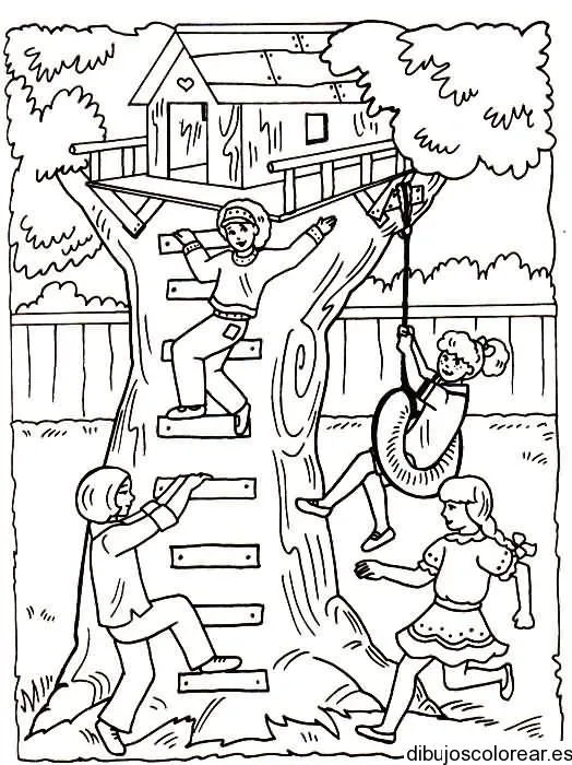 Dibujo de casita en un árbol | Dibujos para Colorear Dibujo de casita en un árbol | Dibujos para Colorear