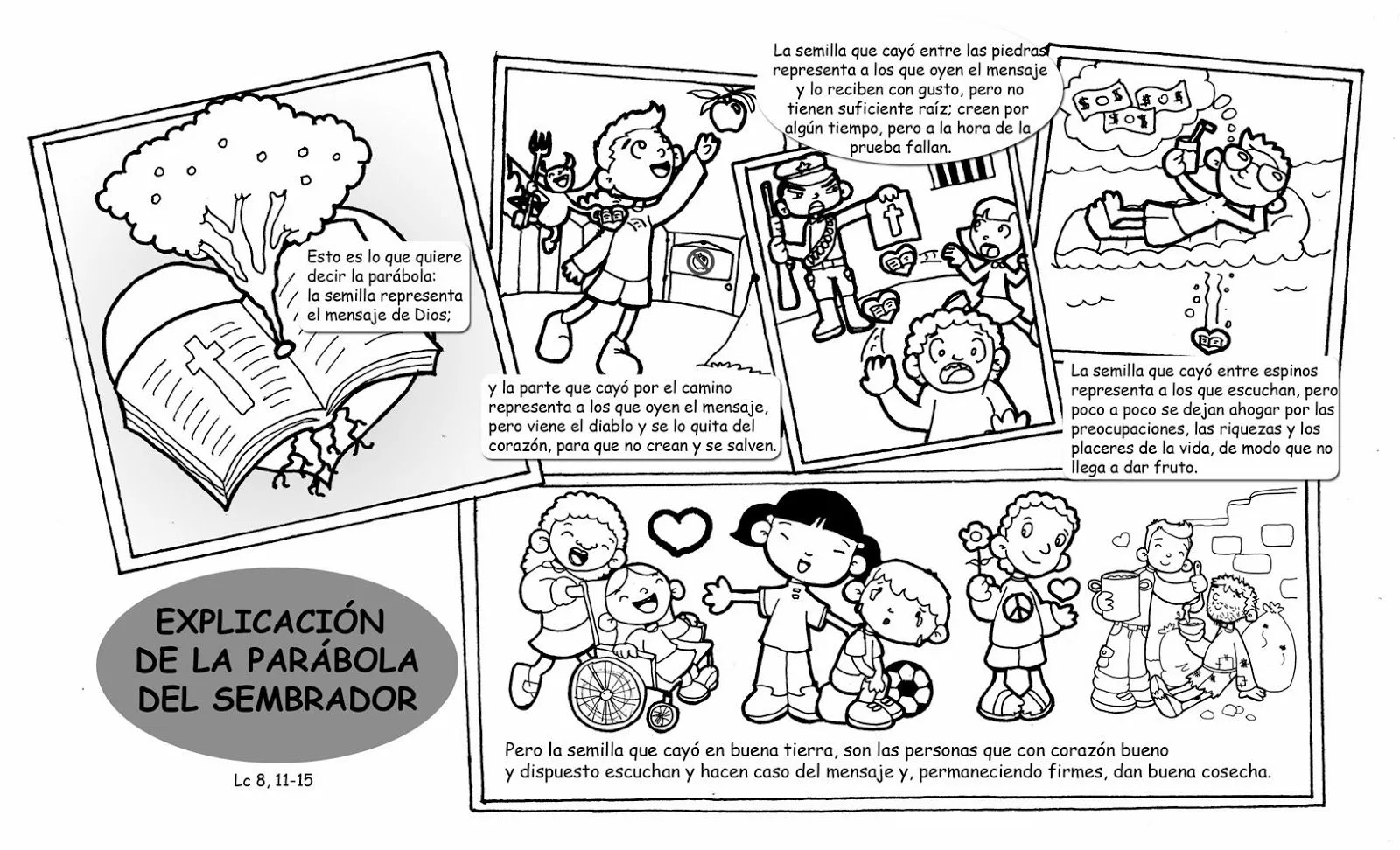 Dibujos para catequesis: PARÁBOLA DEL SEMBRADOR Y EXPLICACIÓN DE LA PARÁBOLA