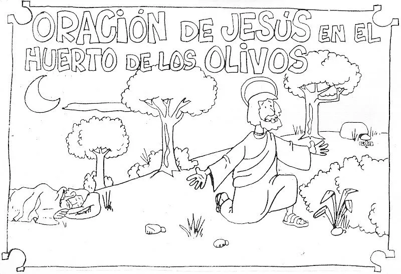 Dibujos Católicos : Huerto de los olivos para colorear Dibujos Católicos : Huerto de los olivos para colorear