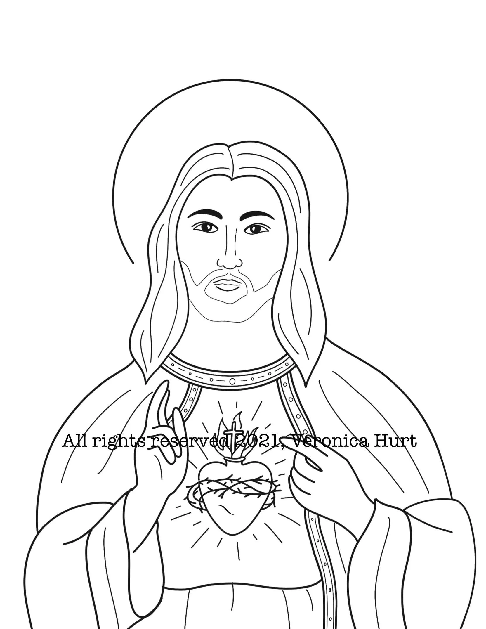 Dibujos Católicos para Colorear Sagrado Corazón de Jesús y - Etsy México