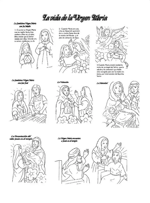 Puntadas marianas: Vida de la Virgen María para colorear Puntadas marianas: Vida de la Virgen María para colorear