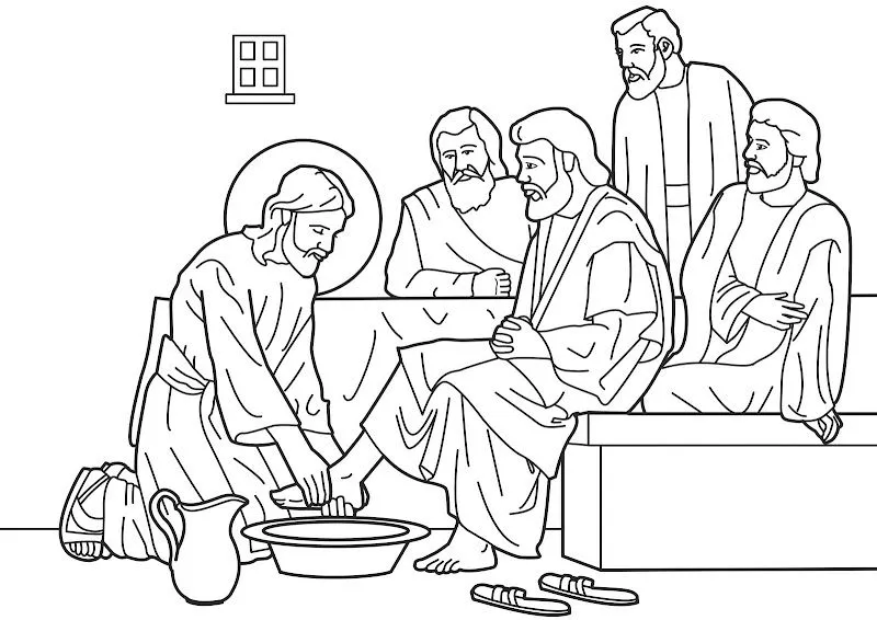 Dibujos Católicos : Jesucristo lava los pies a sus discípulos para ... Dibujos Católicos : Jesucristo lava los pies a sus discípulos para ...