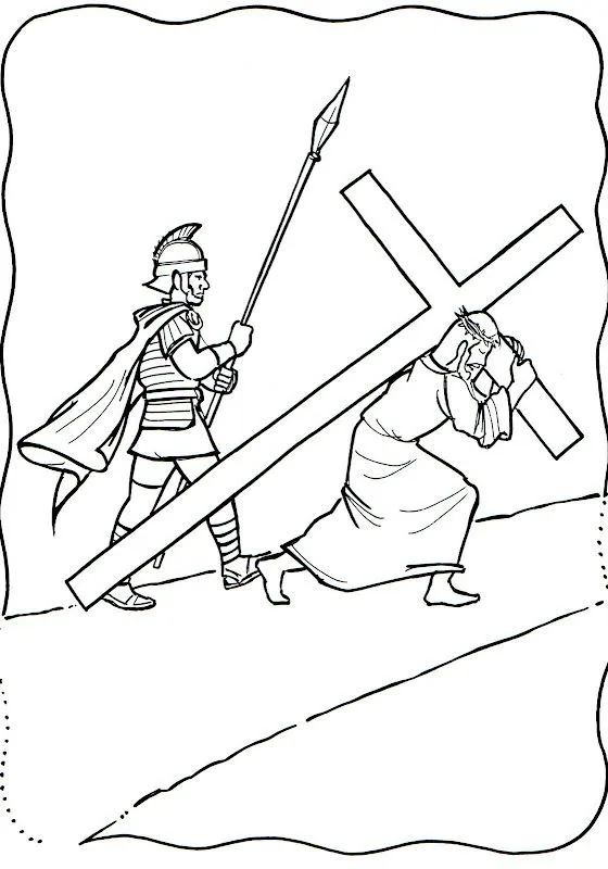 Dibujos Católicos : Jesus cargando la cruz para colorear, pintar e ... Dibujos Católicos : Jesus cargando la cruz para colorear, pintar e ...