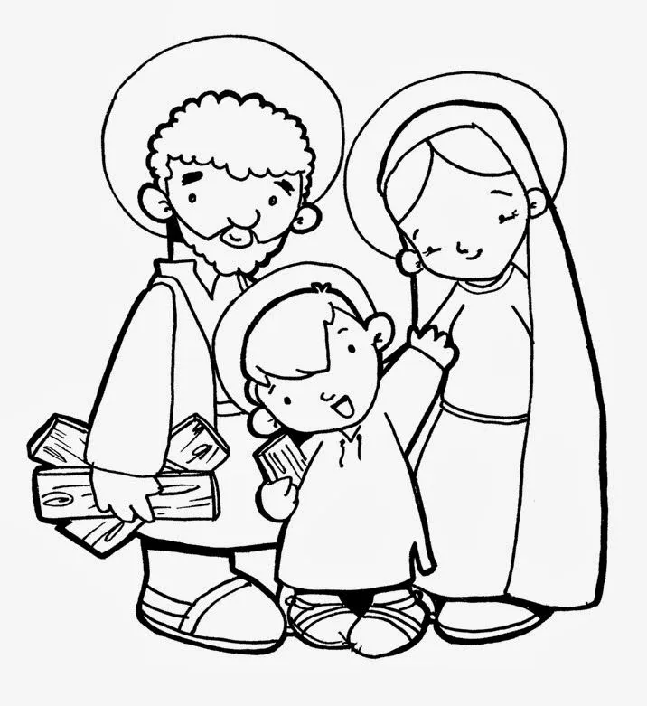 Dibujos Católicos : La sagrada familia para colorear gratis