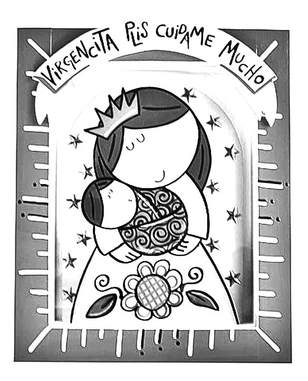Dibujos Católicos : Virgencita moderna con niño jesús para colorear Dibujos Católicos : Virgencita moderna con niño jesús para colorear