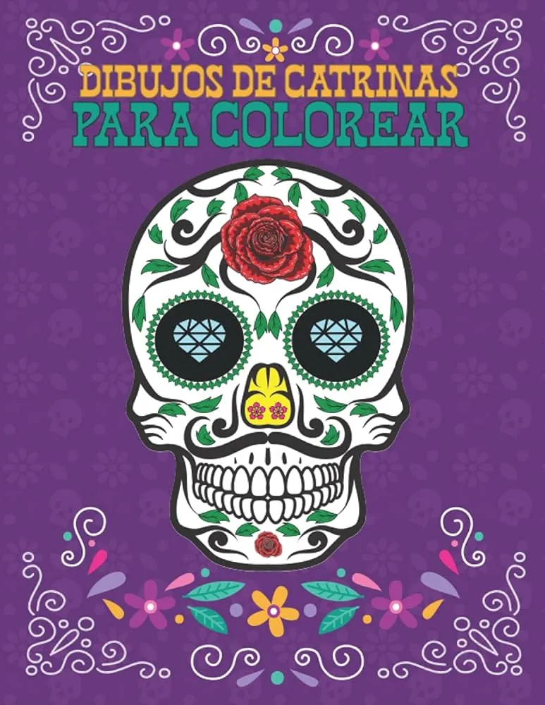 Dibujos de Catrinas para Colorear: Calaveritas de azucar para colorear con  30 dibujos de calaveras mexicanas ideal para adultos de tamaño 8,5 X 11